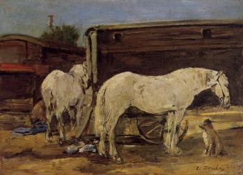 Eugene Boudin : Gypsy Horses